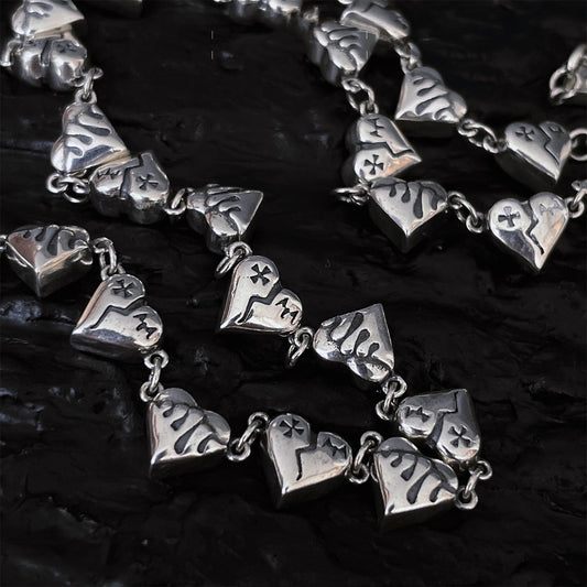 S925 Silver Heart Broken Graffiti Love Necklace