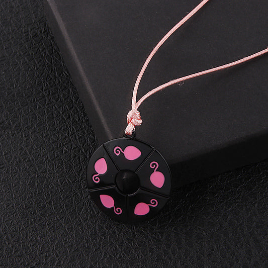 Magic Ladybug Girly Pink Round Necklace Cute Gift Pendant For Kids Girls Ladies