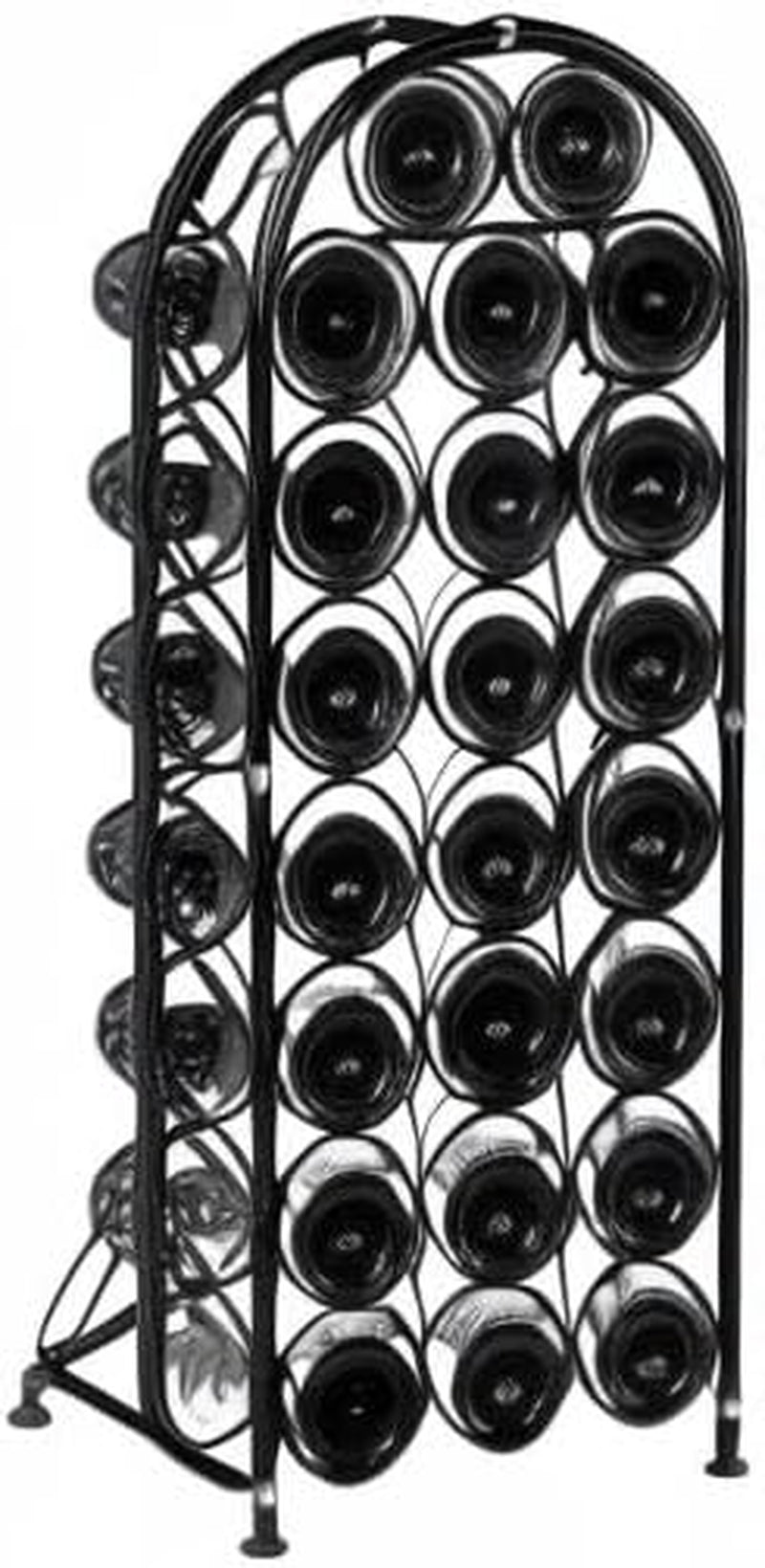 23 Bottles Arched Freestanding Floor Metal Wine Rack Wine Bottle Holders Stands, Black
