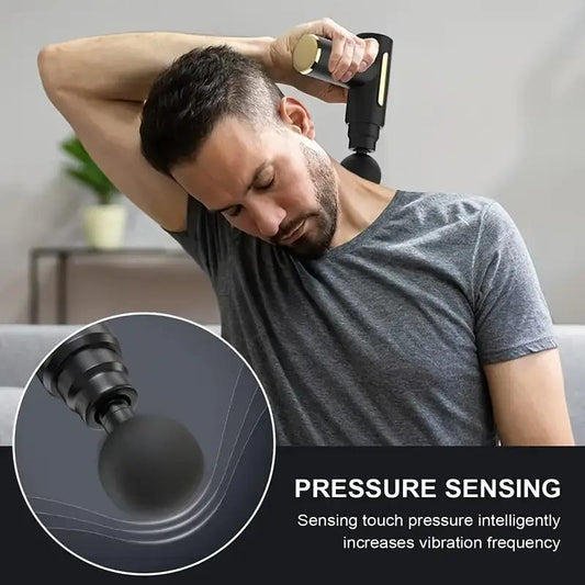 Portable USB Rechargeable 6-Speed Body Massage Gun with Adjustable Multifunctional Features for Muscle Recovery, Neck and Back Pain Relief, and Post-Workout Relaxation; Includes 4 Replaceable Heads and Ultra-Quiet Brushless Motor - Ideal Gift in Black