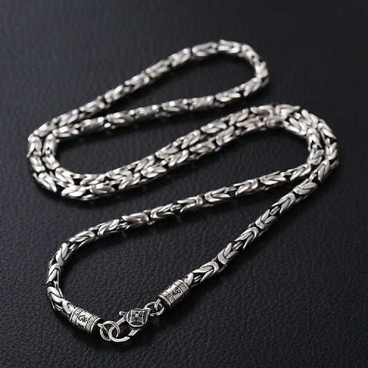 Men's Fashionable Silver Plaid Necklace