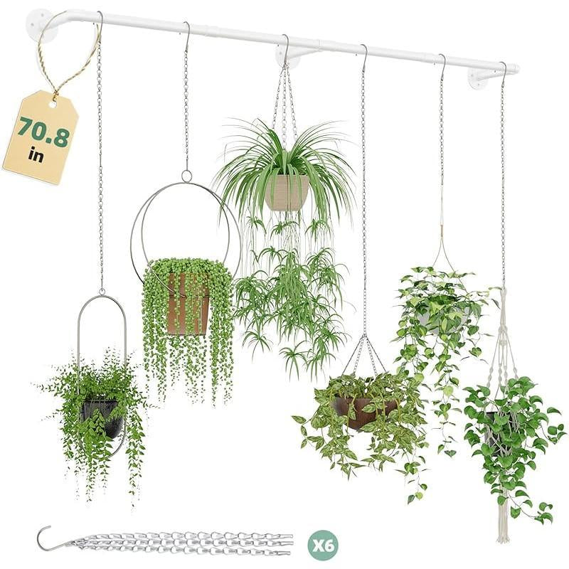 Indoor Plant Hanger with 6 Chains - Black Metal Shelves for Hanging Planters and Window Display (70.8 Inch Pot Not Included)