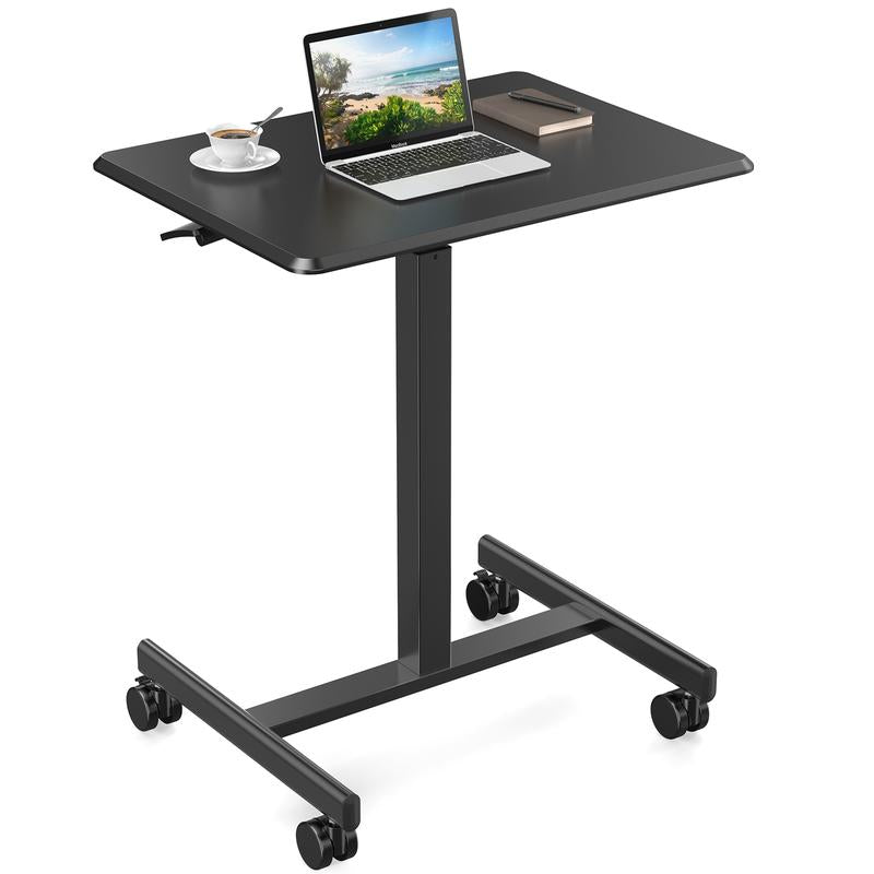 Transform Your Workspace with the Adjustable Overbed Bedside Table on Wheels - Perfect Mobile Laptop Stand for Home and Study!