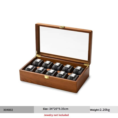 10 Grids Watch Box Wooden Jewelry Box Watches Organizer Men Women Mechanical Watches Storage Case Wristwatch Display Box