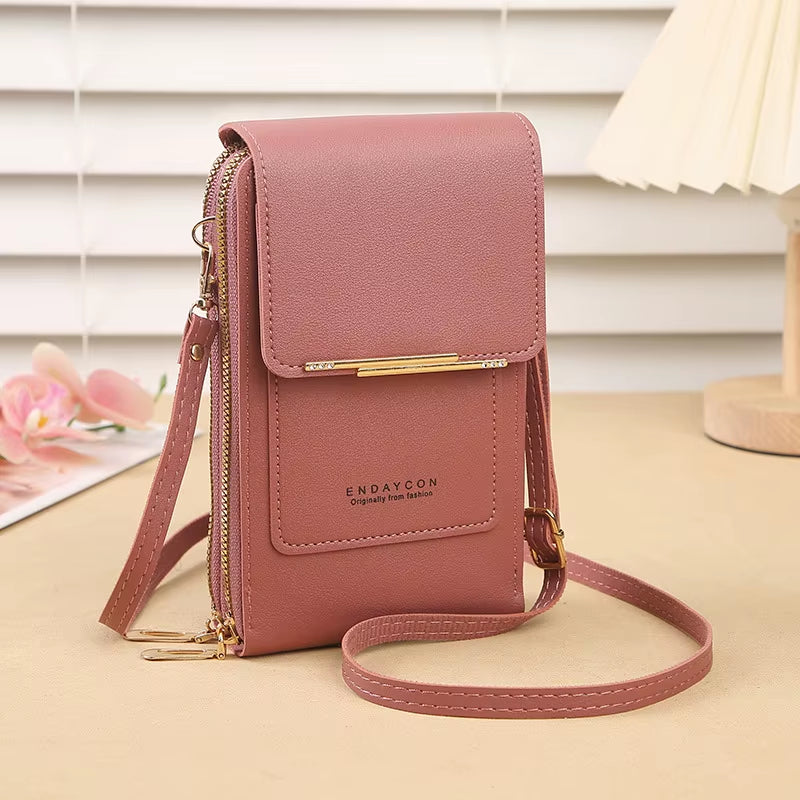 Fashionable Touch Screen Lock Cell Phone Crossbody Bag for Women with Card Holder