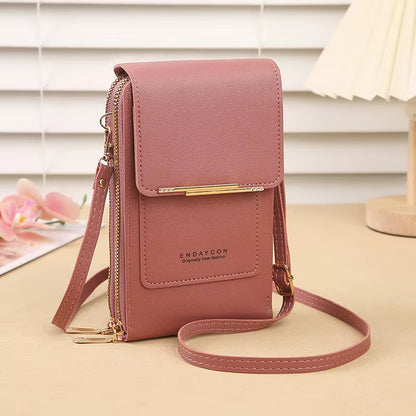 Fashionable Touch Screen Lock Cell Phone Crossbody Bag for Women with Card Holder