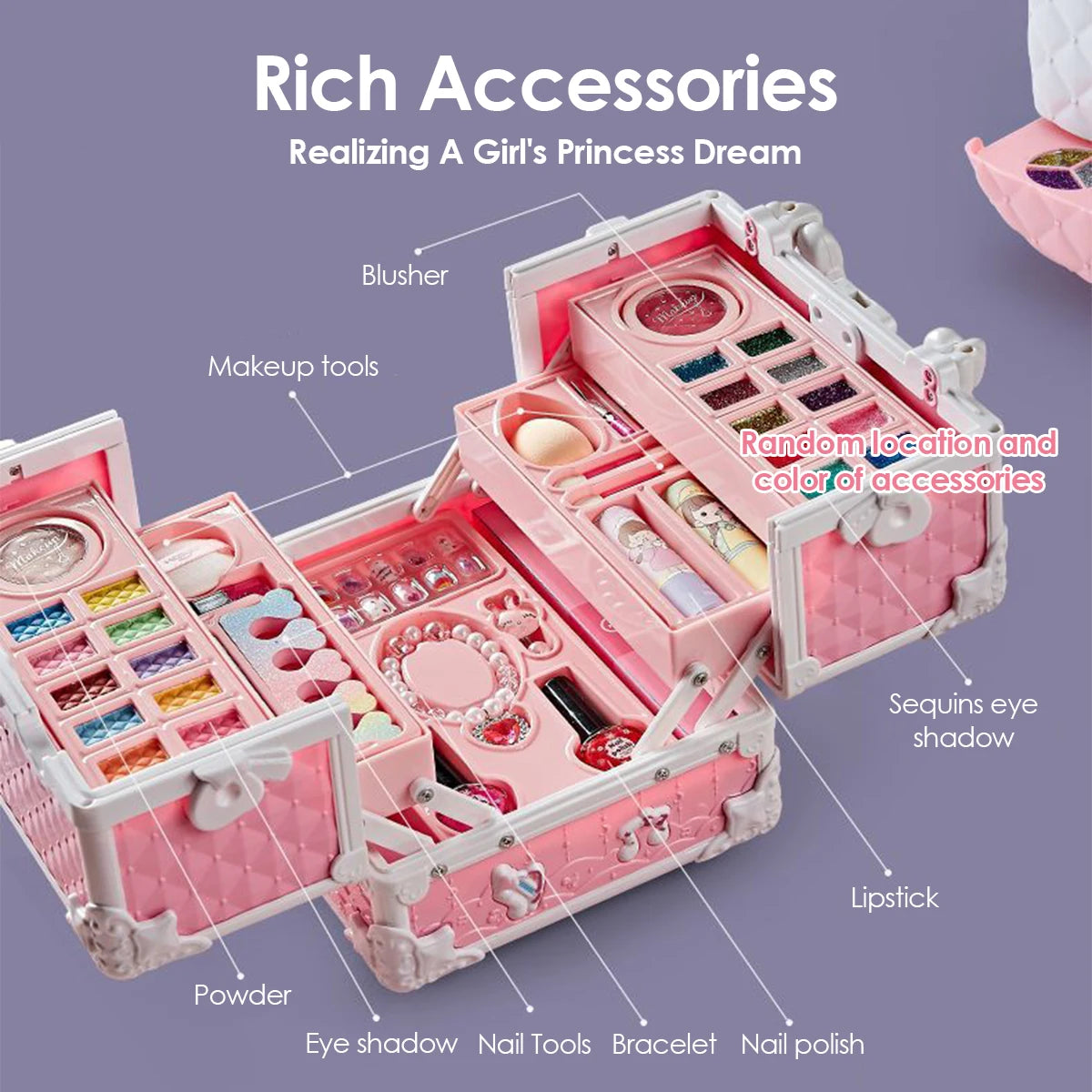 Deluxe Princess Makeup Kit for Girls - Safe, Washable Pretend Play Set with Mirror - Perfect Birthday Gift!