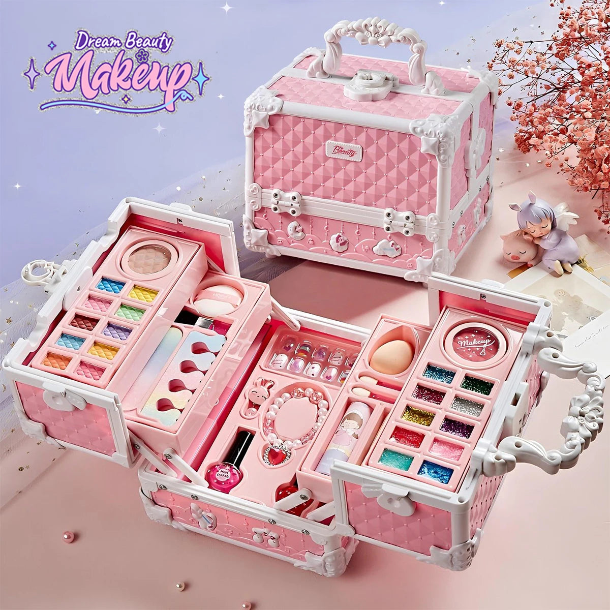 Deluxe Princess Makeup Kit for Girls - Safe, Washable Pretend Play Set with Mirror - Perfect Birthday Gift!