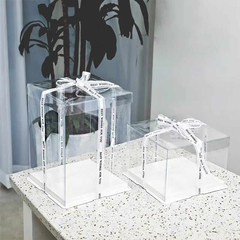 Stylish Transparent Plastic Cake Box - Perfect Gift Packaging for Weddings, Birthdays, and Special Occasions