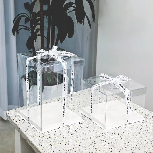 Stylish Transparent Plastic Cake Box - Perfect Gift Packaging for Weddings, Birthdays, and Special Occasions