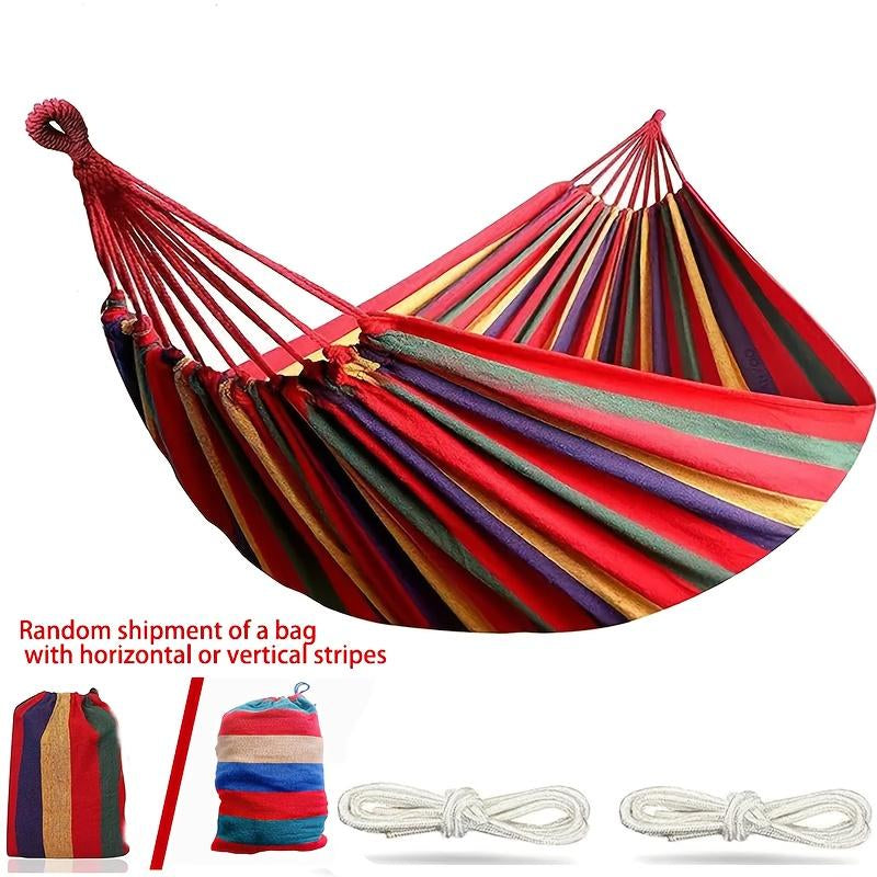Adult Hammock - Breathable Fabric with Portable Storage Bag - Foldable and Ultra-Light Design for Camping, Beach, and Travel in Red/Blue Bicolor