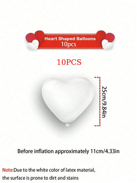 Heart Shaped Latex Balloons in Red, Pink, and Black - 10/20 Pieces for DIY Valentine's Day, Engagement, Wedding, and Anniversary Decorations