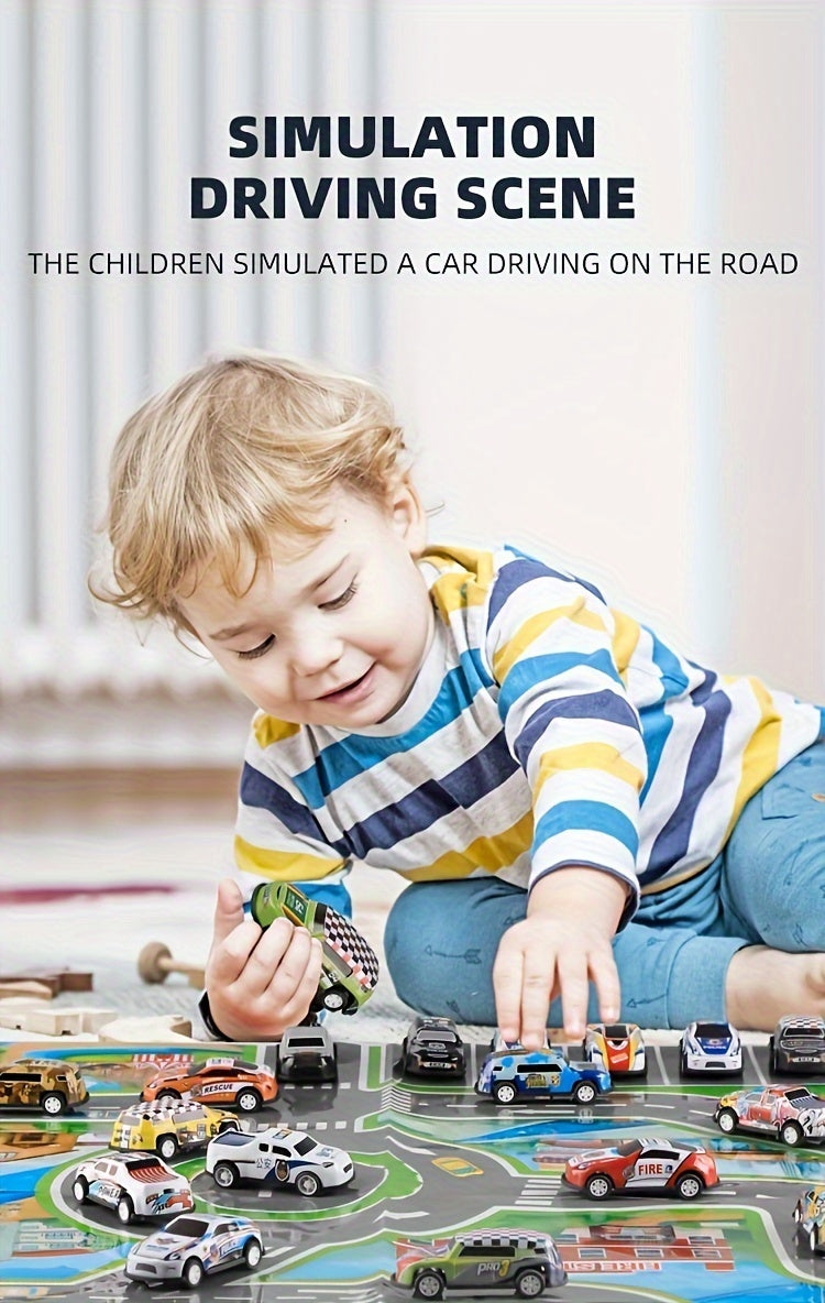 A 50-piece Alloy Toy Car Set With A Storage Box And A Foldable Play Mat, As Well As A Wide Variety Of Combinations, Perfect As An Educational And Entertaining Gift For Children Aged 3 And Up