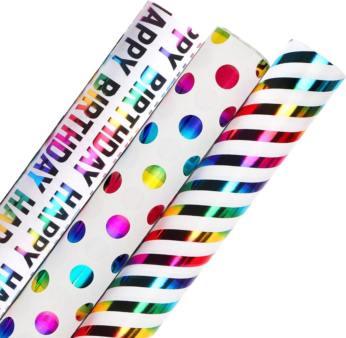 Vibrant Rainbow-Themed Gift Wrap Set - 3 Mini Rolls of Delightful Stripes and Polka Dots, Perfect for Birthdays, Baby Showers, Weddings, and All Celebrations - 17" x 118" per Roll!