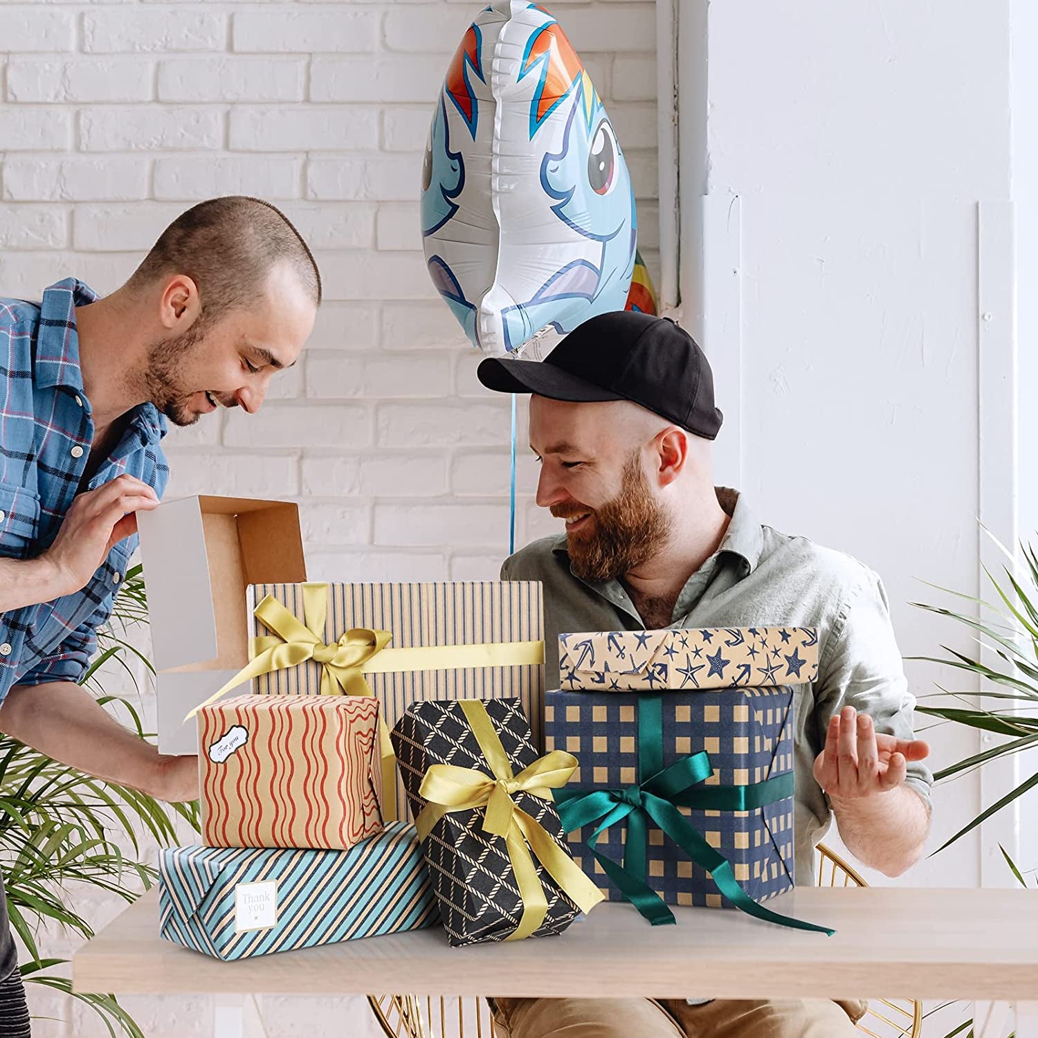 Charming 6-Sheet Gift Wrapping Paper Set with Stickers, Ribbons, and Tape - Perfect for All Occasions!