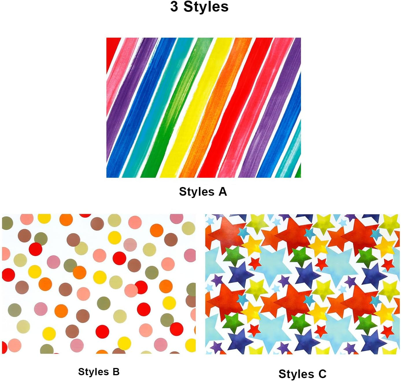 Vibrant Rainbow-Themed Gift Wrap Set - 3 Mini Rolls of Delightful Stripes and Polka Dots, Perfect for Birthdays, Baby Showers, Weddings, and All Celebrations - 17" x 118" per Roll!