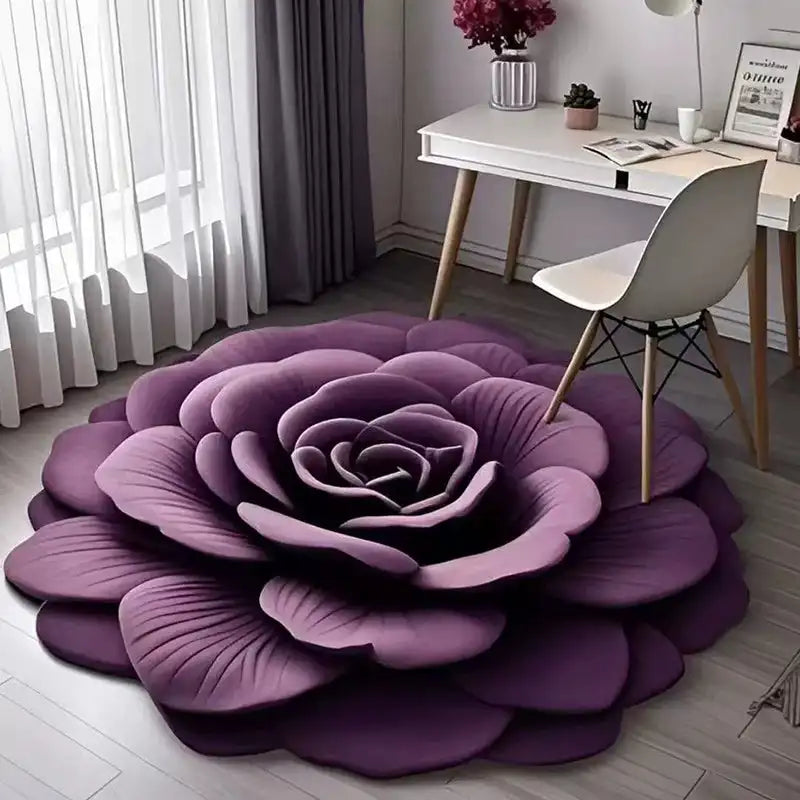 Alien Floral Plush and Diatomaceous Earth Bathroom Floor Mat - Absorbent, Anti-Slip, 3D Fresh Flower Design, Dirt-Resistant