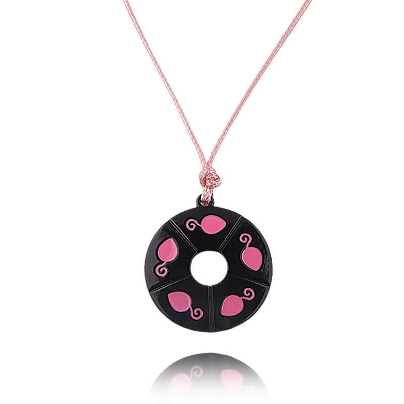 Magic Ladybug Girly Pink Round Necklace Cute Gift Pendant For Kids Girls Ladies