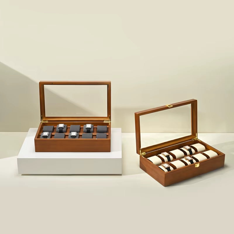 10 Grids Watch Box Wooden Jewelry Box Watches Organizer Men Women Mechanical Watches Storage Case Wristwatch Display Box