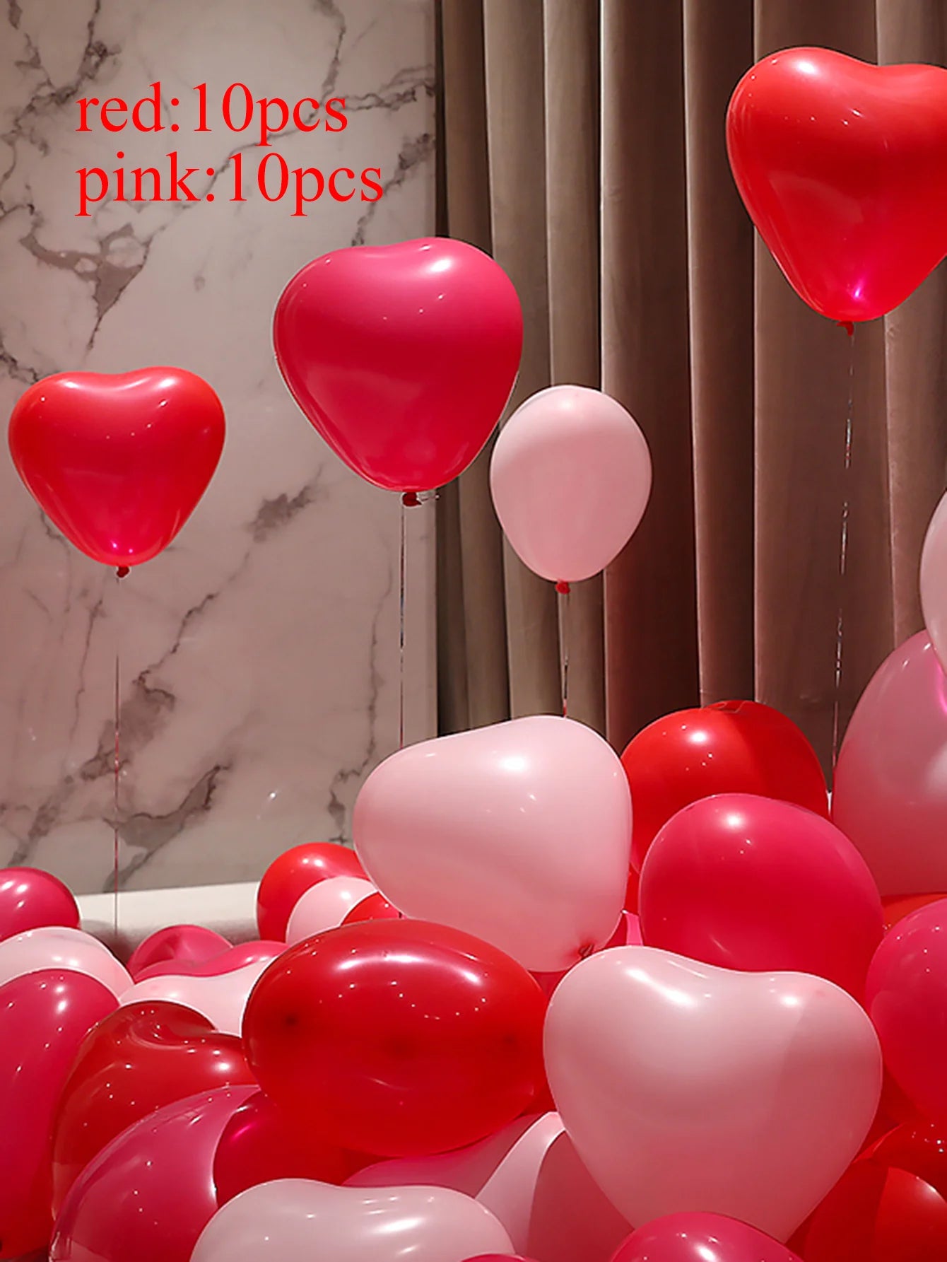 Heart Shaped Latex Balloons in Red, Pink, and Black - 10/20 Pieces for DIY Valentine's Day, Engagement, Wedding, and Anniversary Decorations