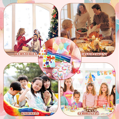 Vibrant 6-Piece Gift Wrapping Paper Set - Celebrate Every Occasion with Recyclable Birthday & Xmas Wrap, Complete with Ribbons, Stickers, and Tags!