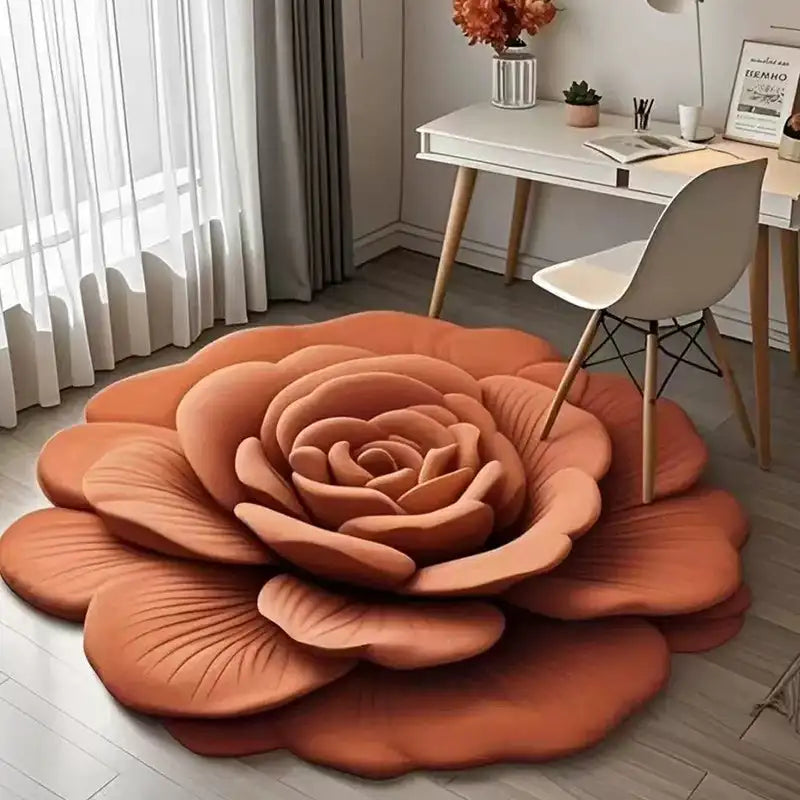 Alien Floral Plush and Diatomaceous Earth Bathroom Floor Mat - Absorbent, Anti-Slip, 3D Fresh Flower Design, Dirt-Resistant