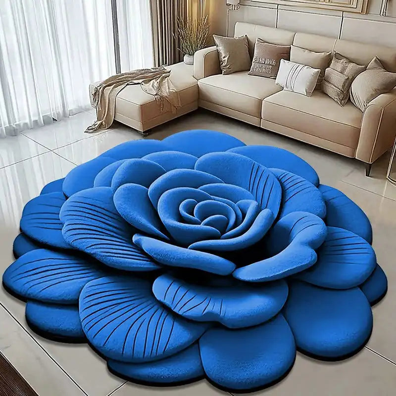 Alien Floral Plush and Diatomaceous Earth Bathroom Floor Mat - Absorbent, Anti-Slip, 3D Fresh Flower Design, Dirt-Resistant