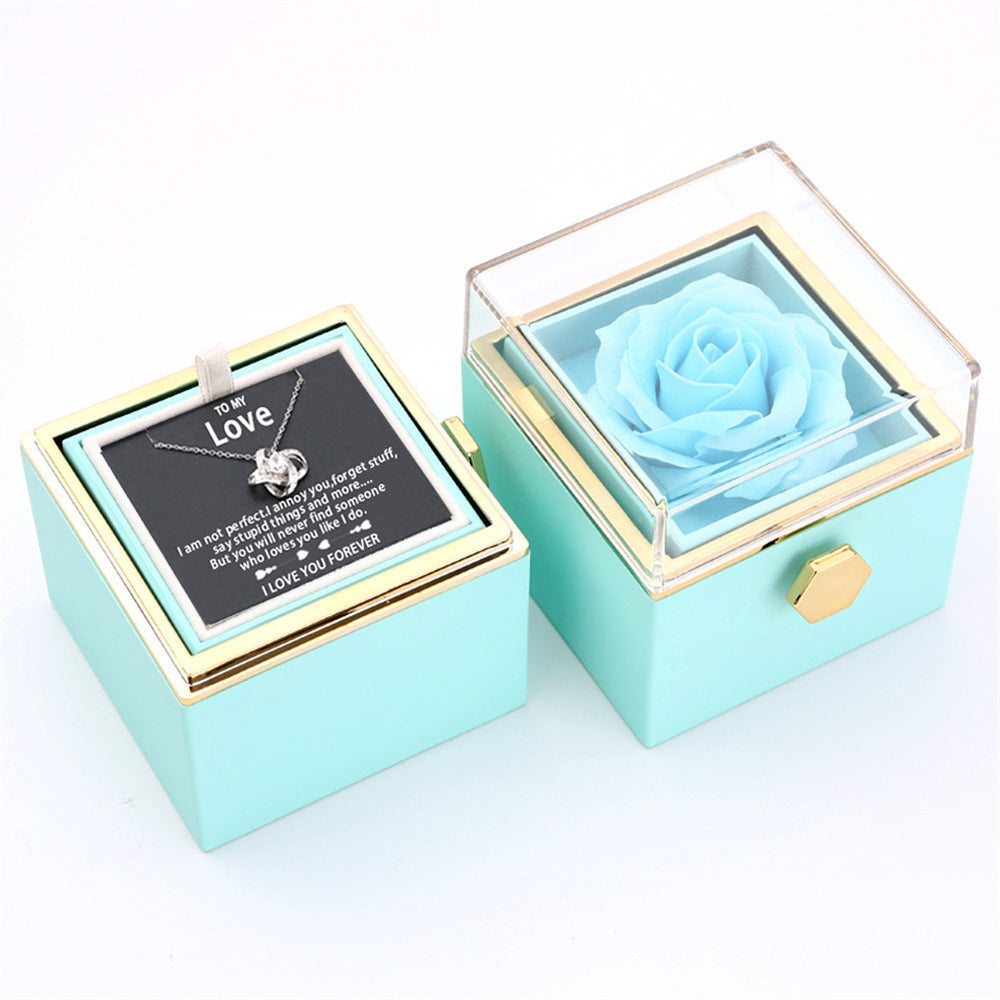 Rotating Rose Jewellery Packing Box Necklace Gift Set