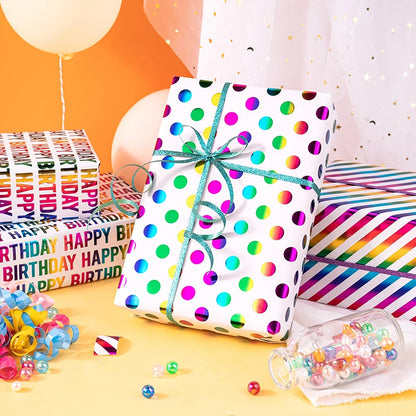 Celebrate in Style with Our Vibrant 17"x120" Birthday Wrapping Paper - Gorgeous Foil Design Perfect for Any Occasion!