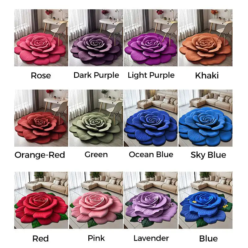 Alien Floral Plush and Diatomaceous Earth Bathroom Floor Mat - Absorbent, Anti-Slip, 3D Fresh Flower Design, Dirt-Resistant