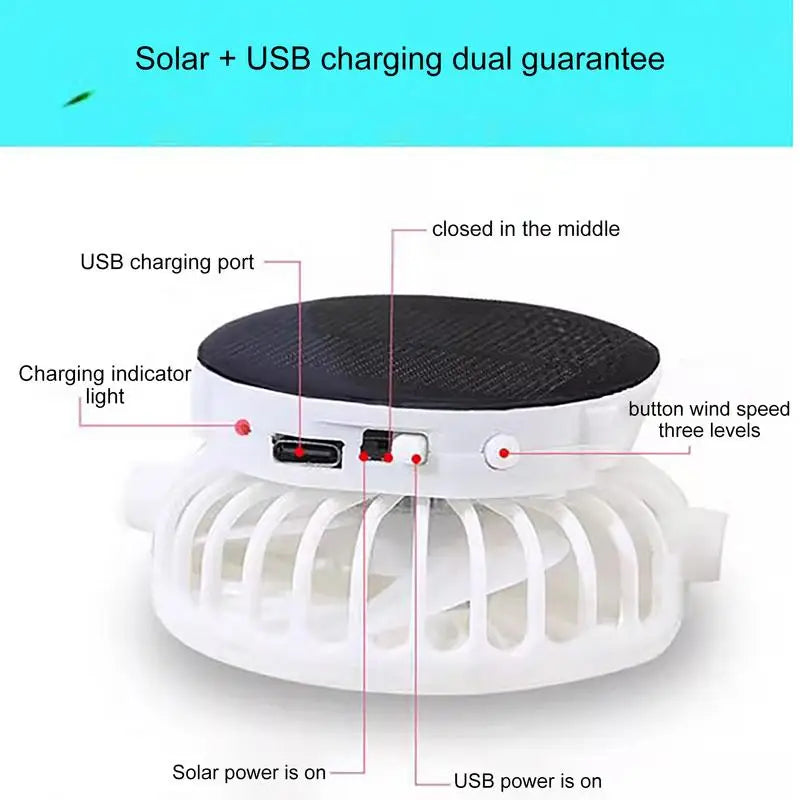 Breathable Sun Hat with USB Rechargeable Solar Fan for Outdoor Sun Protection and Summer Sunscreen