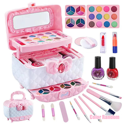 Deluxe Princess Makeup Kit for Girls - Safe, Washable Pretend Play Set with Mirror - Perfect Birthday Gift!