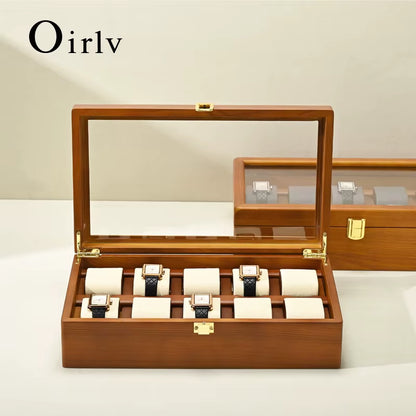 10 Grids Watch Box Wooden Jewelry Box Watches Organizer Men Women Mechanical Watches Storage Case Wristwatch Display Box