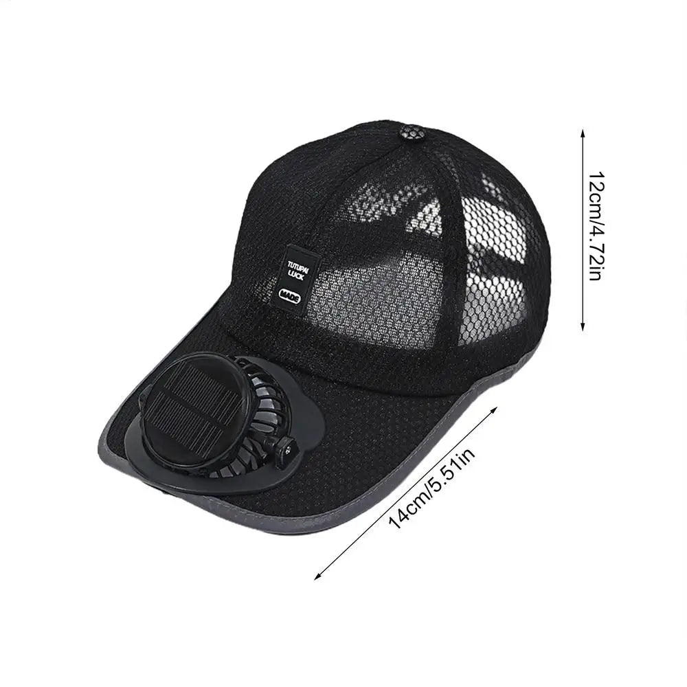 Breathable Sun Hat with USB Rechargeable Solar Fan for Outdoor Sun Protection and Summer Sunscreen