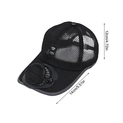 Breathable Sun Hat with USB Rechargeable Solar Fan for Outdoor Sun Protection and Summer Sunscreen