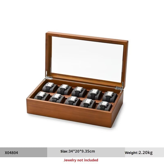 10 Grids Watch Box Wooden Jewelry Box Watches Organizer Men Women Mechanical Watches Storage Case Wristwatch Display Box
