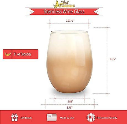 Elevate Your Sipping Experience with BAD BANANAS Rosegold Ombre Stemless Wine Glasses - Set of 2
