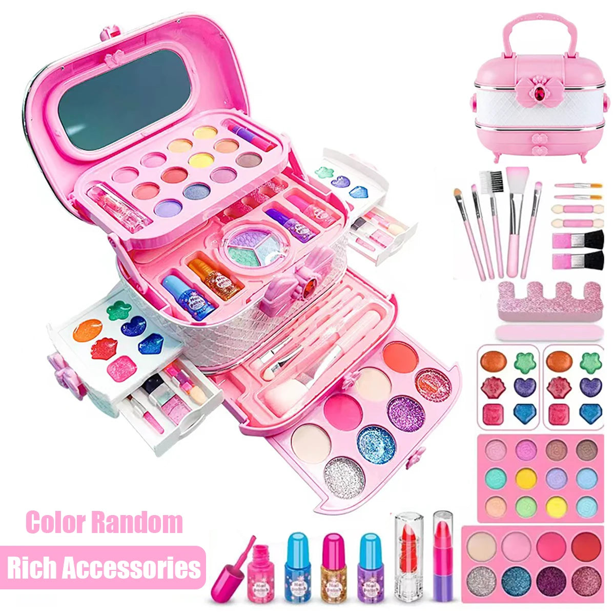 Deluxe Princess Makeup Kit for Girls - Safe, Washable Pretend Play Set with Mirror - Perfect Birthday Gift!