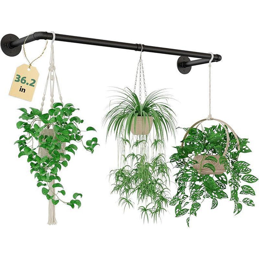 Indoor Plant Hanger with 6 Chains - Black Metal Shelves for Hanging Planters and Window Display (70.8 Inch Pot Not Included)