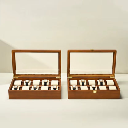 10 Grids Watch Box Wooden Jewelry Box Watches Organizer Men Women Mechanical Watches Storage Case Wristwatch Display Box