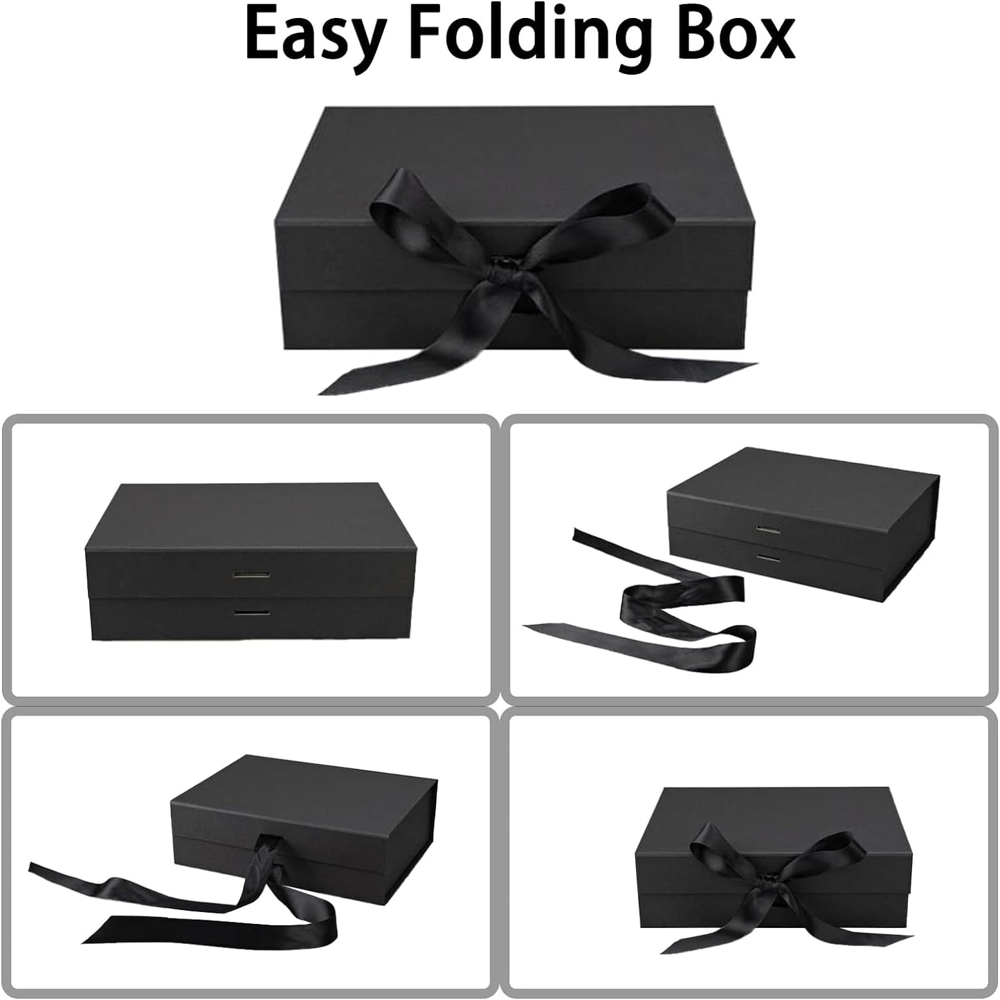 Deluxe Magnetic Closure Gift Box with Satin Ribbon - Perfect for Every Occasion: Birthdays, Weddings, Christmas, and More - 26x19x8cm