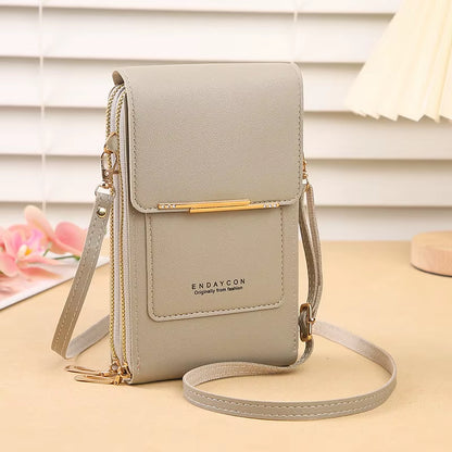 Fashionable Touch Screen Lock Cell Phone Crossbody Bag for Women with Card Holder