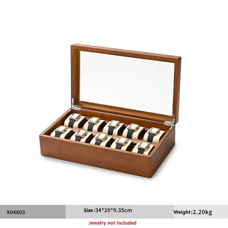 10 Grids Watch Box Wooden Jewelry Box Watches Organizer Men Women Mechanical Watches Storage Case Wristwatch Display Box