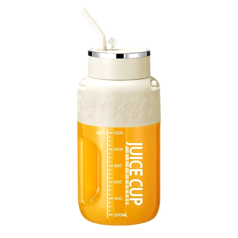 1200ml Electric Fruit Juicer with 14 Blades - Portable USB Rechargeable Sports Bottle for Shakes and Smoothies