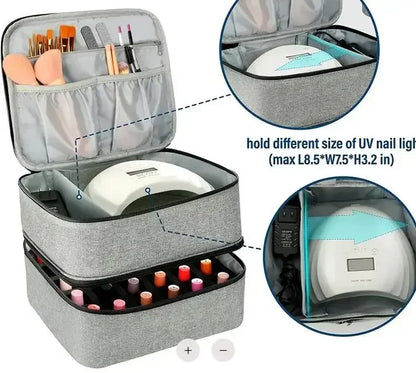 Nail Polish Storage Bag Essential Oil Bag Portable Cosmetic Nail Care Kit Nail Care Tool Storage Box Double Layer 30 Compartment