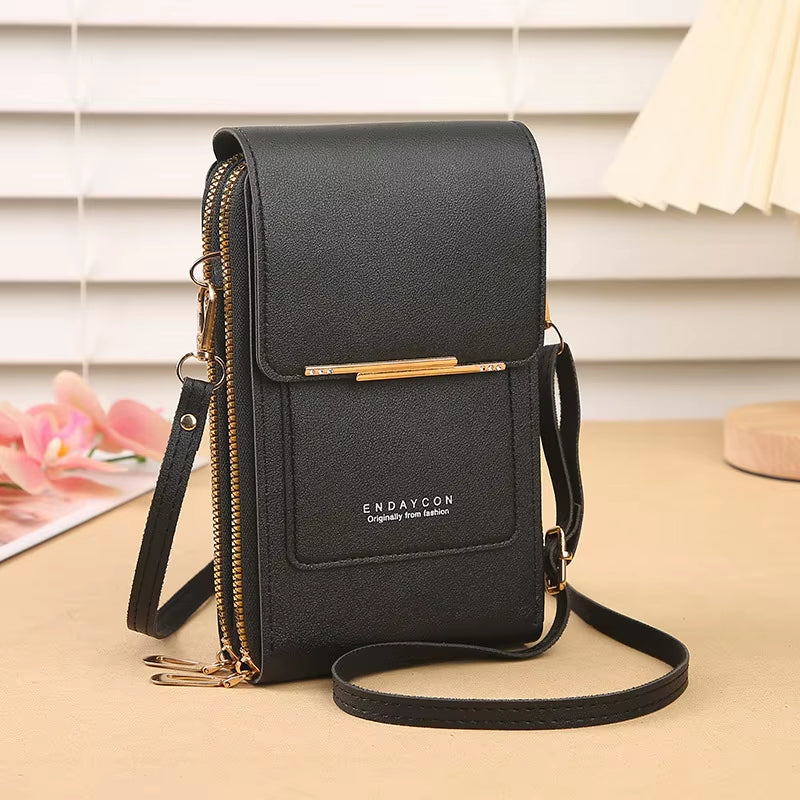 Fashionable Touch Screen Lock Cell Phone Crossbody Bag for Women with Card Holder