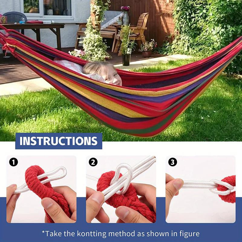 Adult Hammock - Breathable Fabric with Portable Storage Bag - Foldable and Ultra-Light Design for Camping, Beach, and Travel in Red/Blue Bicolor