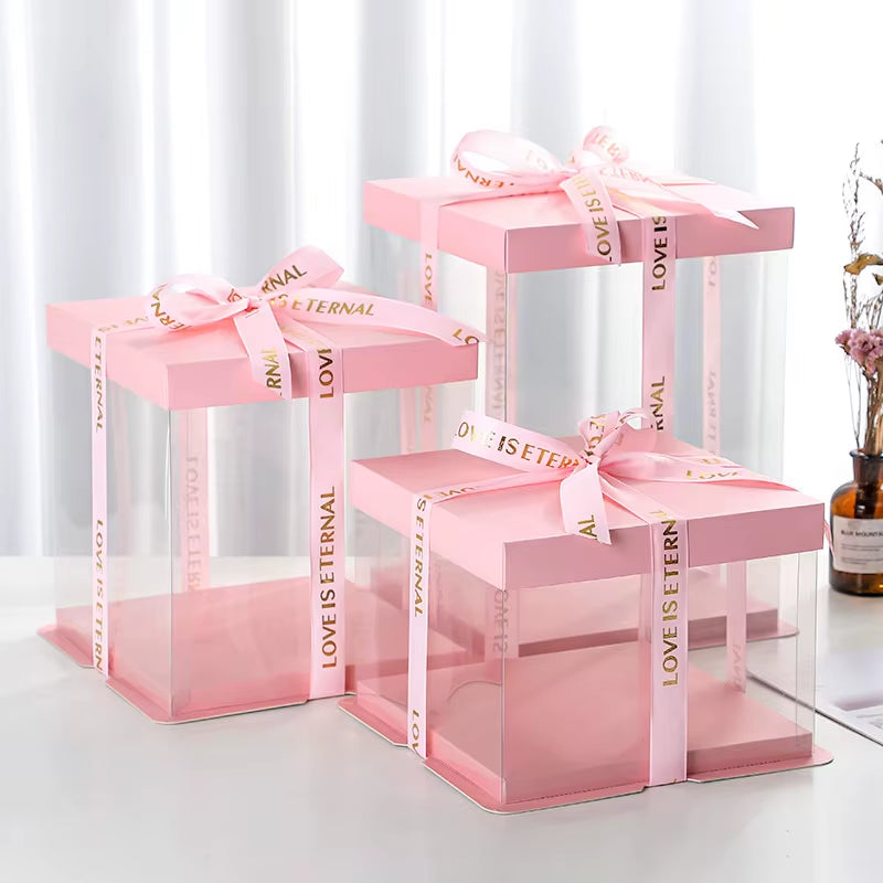 Stylish Transparent Plastic Cake Box - Perfect Gift Packaging for Weddings, Birthdays, and Special Occasions