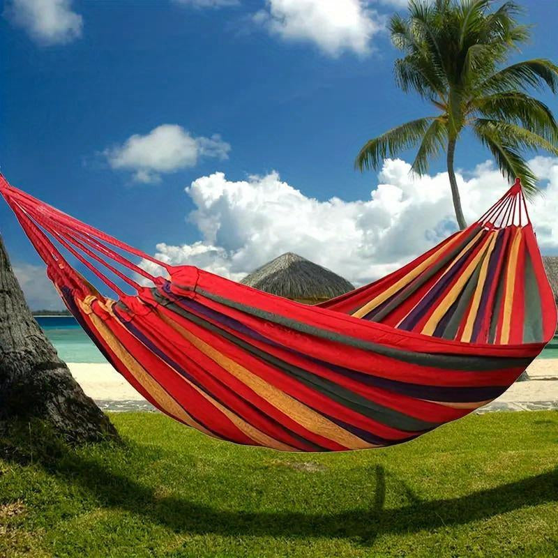 Adult Hammock - Breathable Fabric with Portable Storage Bag - Foldable and Ultra-Light Design for Camping, Beach, and Travel in Red/Blue Bicolor