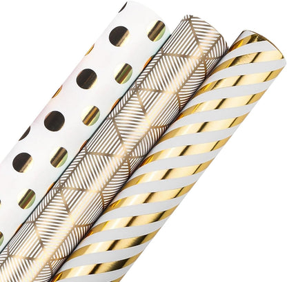 Vibrant Rainbow-Themed Gift Wrap Set - 3 Mini Rolls of Delightful Stripes and Polka Dots, Perfect for Birthdays, Baby Showers, Weddings, and All Celebrations - 17" x 118" per Roll!